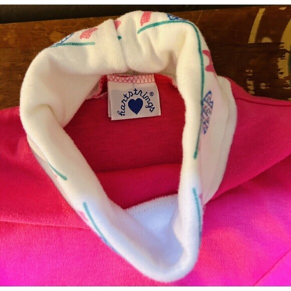 Vintage Hartstrings Girls Pink & White Clothesline Cotton Turtleneck  T Sz 4 USA - Picture 4 of 4